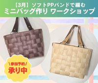 【予約受付中】2026/3/7 (土) 「ソフトPPバンドで編むミニバッグ作り」ワークショップ